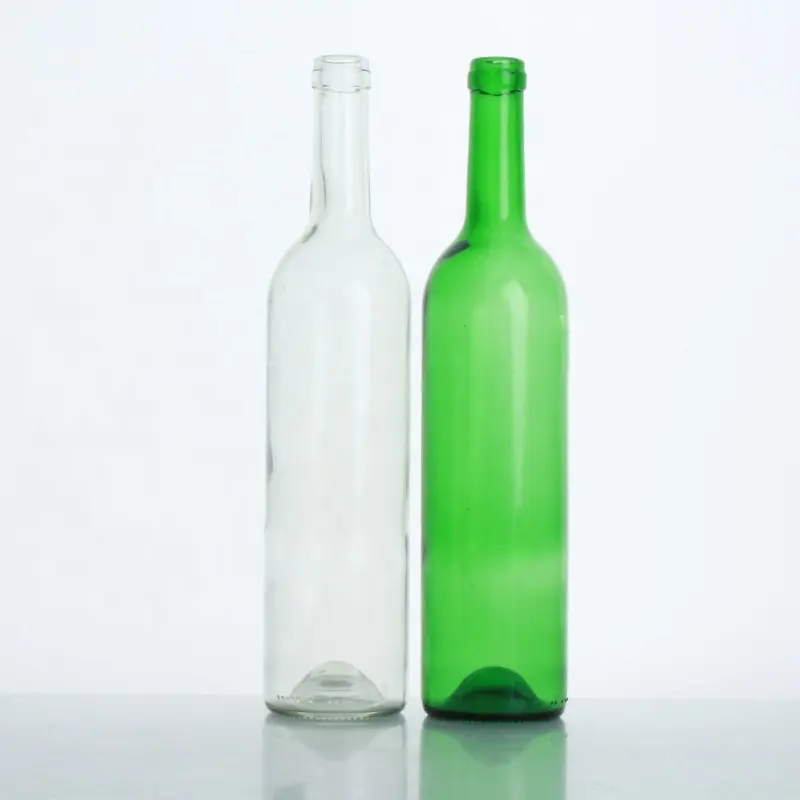 Benutzer definierte Großhandel leer gefärbt mit Kork braun 750ml grün blau klar auf Lager Glas Weinflasche