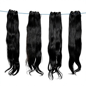 Venta al por mayor de cabello virgen 100% sin procesar, cutícula alineada, grado Remy indio, doble trama a máquina, todos los colores, liso natural de templo. - Product Image 1