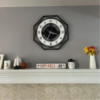 Grande horloge murale moderne à quartz pour la décoration intérieure Affichage silencieux des aiguilles en MDF sans tic-tac Conception rustique à face unique pour le salon