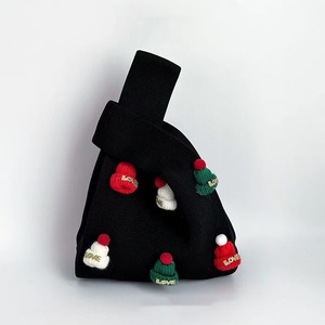 Nuovissimo sacchetto di caramelle per bambini di Natale in poliestere di grande capacità cappelli di natale 3D a maglia borsa leggera borse giornaliere - Product Image 4
