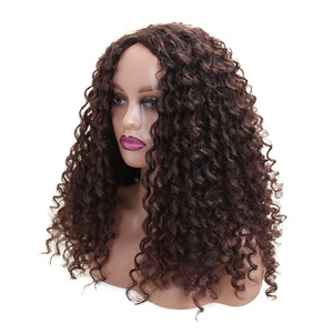 Ombre marrone nero <span class=keywords><strong>Jerry</strong></span> arricciatura onda di acqua parrucca sintetica per le donne lunghi capelli ricci del bambino con pizzo Toupee Base e HD pizzo di colore - Product Image 1