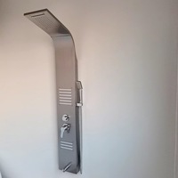 Colonne de douche cascade moderne en acier inoxydable avec robinets thermostatiques en laiton brossé et céramique pour salle de bain