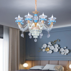 Lámpara de Araña de Cristal con Acabado Dorado, Base para Bombilla E26, LED Blanco Cálido de 3500K, Altura Ajustable, Regulable, Lámpara Colgante Grande para Sala de Estar - Product Image 2