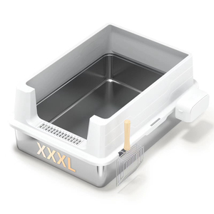 Super XL Large Enclosed Stainless Steel <strong>Cat</strong> Litter Box With High Side Easy Clean Metal <strong>Maine</strong> <strong>Coon</strong> Toilet for Large Big <strong>Cats</strong> - Product Image 1
