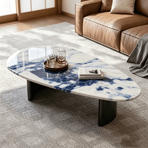 Table basse en <span class=keywords><strong>quartz</strong></span> artificiel artisanal irrégulier de style antique, sculptée sur mesure, en pierre artificielle, style européen moderne, écologique - Product Image 3