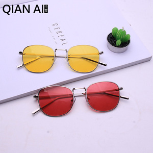 Lunettes de soleil carrées en métal Harajuku, monture argentée Ocean Powder, verres en acrylique, protection UV 100%, style streetwear unisexe - Product Image 5