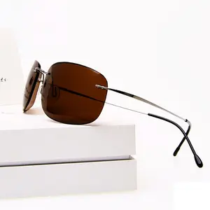 Ultralight Flexible Fashion Vintage Rimless Unisex Polarized Mens Sun Glasses Sunglasses Titanium Frame for Women Men 2020