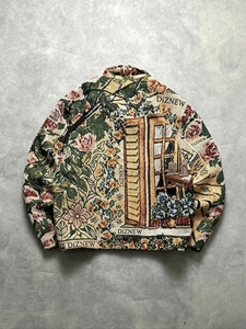 Veste zippée vintage DiZNEW en jacquard, <span class=keywords><strong>motif</strong></span> floral rose, coupe courte pour homme, streetwear lourd, OEM ODM - Product Image 2