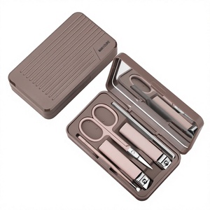 Ensemble d'outils de manucure et de pédicure en acier inoxydable, 5 pièces, coupe-ongles avec miroir, boîte portable pour les voyages - Product Image 6