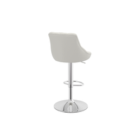 Tabouret de bar pivotant à hauteur réglable, blanc, capitonné, avec base en fer, confortable pour îlot de cuisine américain