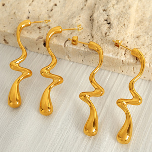 Twisted Metal <b>Stud</b> Earrings Gold <b>Silver</b> Zinc Alloy Geometric Design Party Fashion Jewelry EH506 - Product Image 3