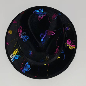 Nouveau style Chapeau de fête en feutre de fibre modale imprimé graffiti coloré, style jazz et cylindre - Product Image 1