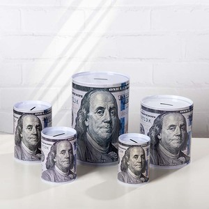 Piggy ngân hàng thay đổi <span class=keywords><strong>Jar</strong></span> inplate xi lanh tay áo đô la Euro kim loại lưu trữ container - Product Image 2