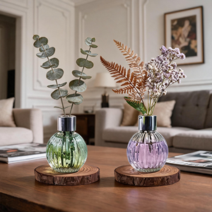 Luxury Pumpkin Shaped Glass <b>Reed</b> <b>Diffuser</b> Set For Modern Home Decor Wholesale Private Label Premium Realistic Botanical Set - Product Image 4