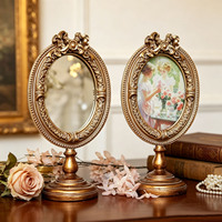 Miroir de maquillage vertical sculpté vintage français, cadre photo en résine, ornement de table, cadre photo gaufré, miroir de vanité, décoration intérieure