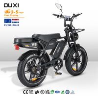Vélo électrique vintage OUXI à double suspension, 48V 250W 60AH, double batterie au lithium, pneus larges, OUXI V8, stock UE NL