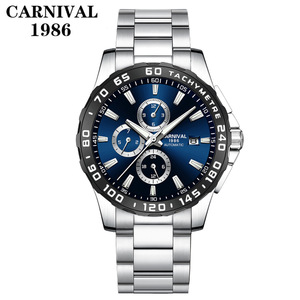 Reloj con correa de cuero multifunción completamente automático a la moda para hombre calendario resistente al agua luminoso fase lunar de lujo analógico - Product Image 5