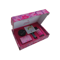Boîte d'expédition en carton ondulé rose à imprimé floral, écologique, avec plateau découpé et message intérieur gaufré pour vêtements, kits de beauté et coffrets cadeaux