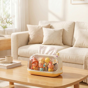 Cartoon Star Character Tissue Box With Figurine <b>Display</b> <b>Case</b> Yellow Color Desktop Organizer For Bedroom Living Room - Product Image 4