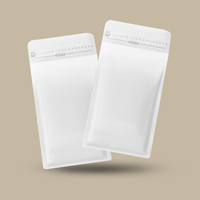 Sac refermable en papier kraft recyclable certifié BRC, blanc mat, avec fond carré en plastique PE et valve pour nouilles