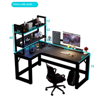 Bureau d'angle pour ordinateur de bureau avec design en forme de L et étagère pour le jeu et le travail