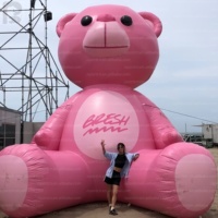 Ours en peluche géant gonflable rose personnalisé avec logo, modèle publicitaire gonflable pour festival de musique/scène/activation de marque/fête