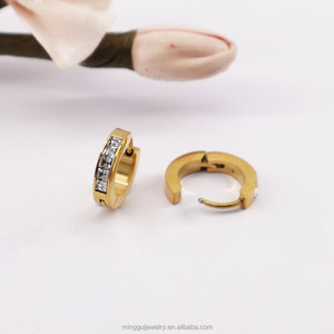 ชุดต่างหูทรงกลมทันสมัยประดับด้วยเซอร์คอนสแตนเลสขนาด 4x10 มม. สำหรับผู้ชายและผู้หญิง - Product Image 3