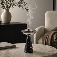 Brûleur d'encens de luxe en marbre, brûleur de Bakhoor en pierre naturelle, porte-encens arabe Mubkhar pour la décoration de la maison pendant le Ramadan