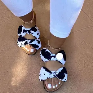 Giày Bán Buôn Giá Rẻ Tại Trung Quốc 2022 New Bandana Bowknots Da Lộn Lụa Thời Trang Dép Mùa Hè Slide Cộng Với Kích Thước Dép Đầy Màu Sắc