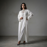 Robe Abaya longue à manches longues pour femmes Alya, en polyester, noire, décontractée, pour l'Aïd musulman, toutes saisons, faible MOQ