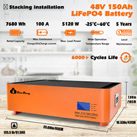 Batteries Lifepo4 empilables mobiles 48V, 150ah, 200ah, 300ah, 400ah, 7kwh, avec BMS, Cycle profond, 60a, contrôleur MPPT pour le solaire domestique