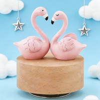 YIYU Boîte à musique rotative flamant rose romantique à mouvement rapide en bois de hêtre, mécanisme 8 tons, cadeau créatif pour la Saint-Valentin, son 30s
