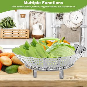 Kitchen Gadget Stainless Steel <b>Steamer</b> Basket Folding <b>Vegetable</b> <b>Steamer</b> Basket for Cooking - Product Image 5