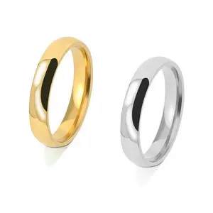 European American Fashion 18K Plating Minimalist 4mm Stainless Steel Smooth Ring for Men Women Directly Sold by Manufacturers