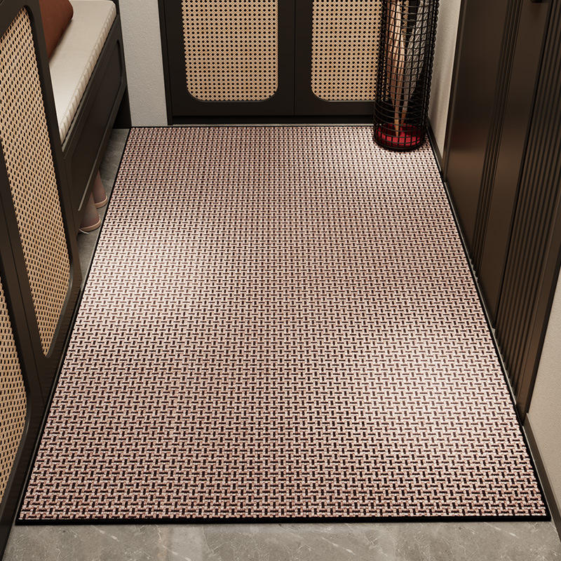 Rubber-backed openwork braided yarn - interlocking black