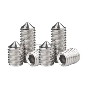 factory supplier Ss304 Stainless Steel Small Set Screw Hex Socket Set Screw Cone Point Grub Screw