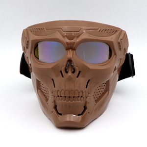 Masque facial tête de mort rétro, lunettes de moto coupe-vent, anti-sable, protection UV, masque de cyclisme unisexe kaki - Product Image 1