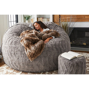 Basta coprire il Design moderno morbido Faux pelliccia sacco sedia gigante in schiuma sminuzzata divano pigro per soggiorno - Product Image 4