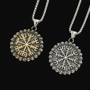 yunnique Nordic Style Viking Letter Compass Stainless Steel <b>Necklace</b> For Men Gift Jewelry - Product Image 3