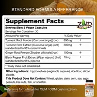 Curcumine de curcuma de haute pureté 95% Curcuminoïdes |   Complément OEM |   Extrait de gingembre et de poivre noir en marque privée pour le soutien des articulations