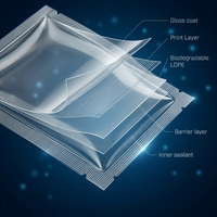 Sacs d'emballage en plastique de qualité alimentaire, imprimés, transparents, pour le stockage de liquides, à ouverture plate