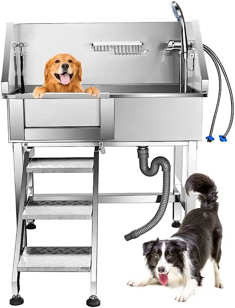 Dog Grooming Tub Professional Stainless Steel Pet Dog Bath Tub With Faucet Accessories Dog Washing Station