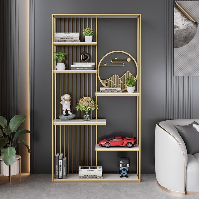 Modern Minimalist Wrought Iron CD Rack Living Room Storage Decorative Entrance Partition Display Floor-Standing