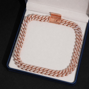 Rose Gold Plated 18MM Miami Cuban Link <b>Chain</b> 925 Silver <b>Iced</b> <b>Out</b> Moissanite Hip Hop Necklace Luxury Jewelry for Men - Product Image 3