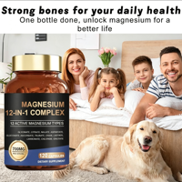 12 dalam 1 Kapsul Kompleks Magnesium Suplemen Mineral untuk Kesehatan Tulang dan Otot