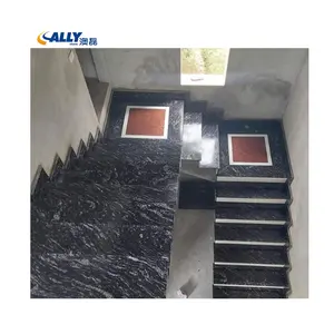 Allystone granit manufaktur Marquina hitam granit langkah-langkah desain baru Anti selip Granit langkah