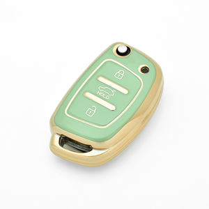 Étui de protection pour <span class=keywords><strong>clé</strong></span> de voiture <span class=keywords><strong>Hyundai</strong></span> <span class=keywords><strong>I20</strong></span> à 3 boutons, design unique, bord doré et argenté, mini <span class=keywords><strong>coque</strong></span> de <span class=keywords><strong>clé</strong></span> pliable - Product Image 3