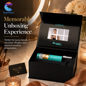 Superlieur Boîte cadeau électronique vidéo de luxe personnalisée avec écran LCD HD imprimé, style tiroir à interrupteur magnétique - Product Image 1