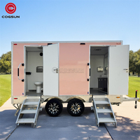 Remorque de toilettes mobiles Cogsun avec accès facile par rampe et structure stable en HDPE, remorque de toilettes portables