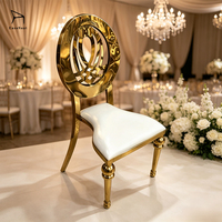Chaises d'hôtel en cuir doré avec structure métallique pour villa, salon et banquet